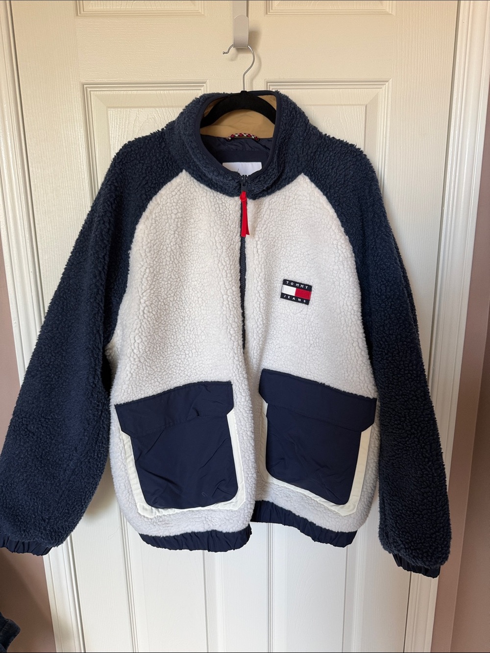 Tommy Hilfiger Navy, White & Red Sherpa Teddy Jacket